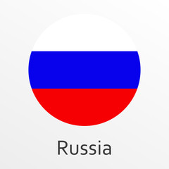 Flag of Russia round icon, badge or button. Russian national symbol. Vector illustration.