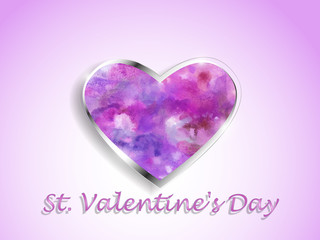 Watercolor heart on a color background.