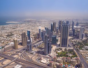 Naklejka na ściany i meble Aerial view of the Jumeirah area of Dubai, Uniated Arab Emirates