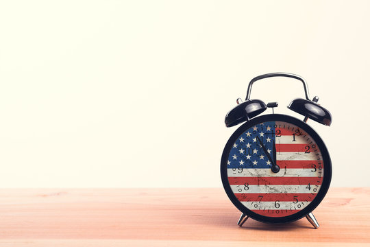 Alarm clock with USA flag