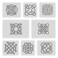 Obraz premium monochrome icons set with Celtic art and ethnic ornaments