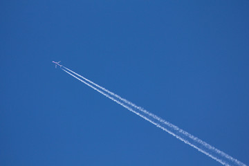 Jet traffic jet on a blue sky.