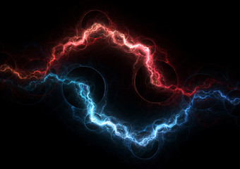 Fire and ice plasma and energy electrical lightning background