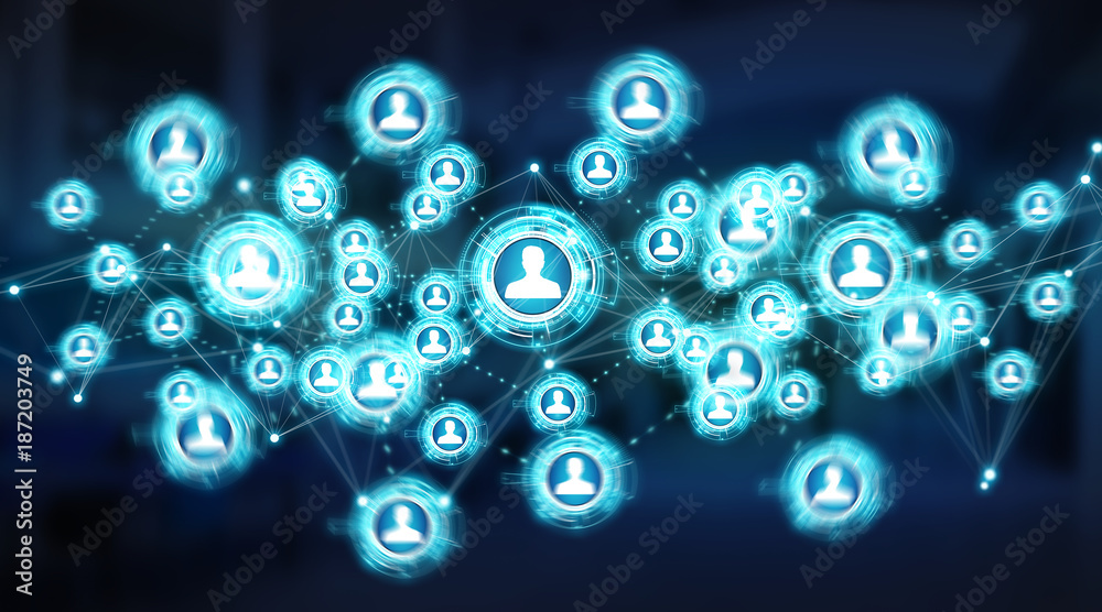 Poster Social media digital interface background 3D rendering