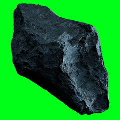 Dark rock asteroid isolated 3D rendering