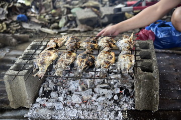 Filipino traditional cuisine cooking style in the garden