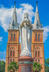 Fototapeta na wymiar Saigon Notre-Dame Basilica (Immaculate Conception) built by French colonists between 1863-80, Ho Chi Minh City, South Vietnam