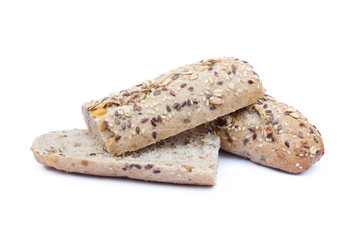 Whole wheat bread isolated on white background