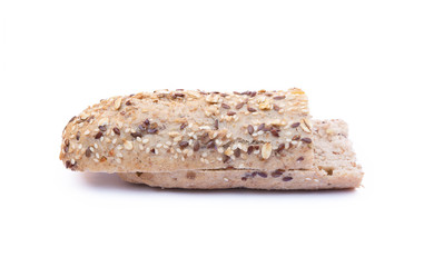 Whole wheat bread isolated on white background