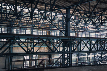 Fototapeta premium a factory interior with steel frames