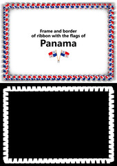Frame and border of ribbon with the Panama flag for diplomas, congratulations, certificates. Alpha channel. 3d illustration