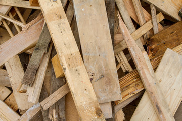 Construction Lumber Waste in Closeup