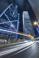 Fototapeta premium traffic in central district of Hong Kong city at night