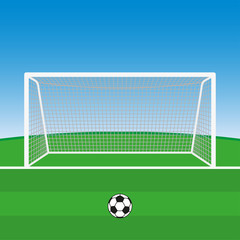Soccer goal with football ball. Vector illustration.