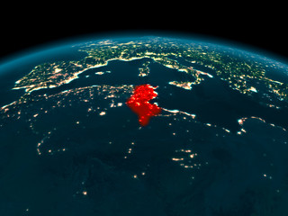 Orbit view of Tunisia at night