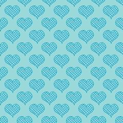 Valentines day hearts doodles seamless pattern. Romantic stickers collection. Hand drawn effect vector