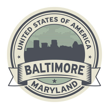 Stamp or label with name of Maryland, Baltimore