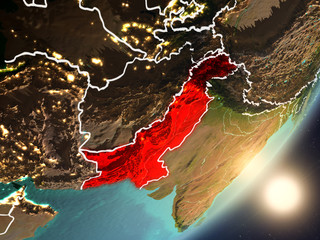 Sun rising above Pakistan from space