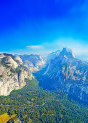 View from the Glacier Point in Yosemite National Park in autumn.