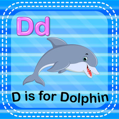 Flashcard letter D is for dolphin