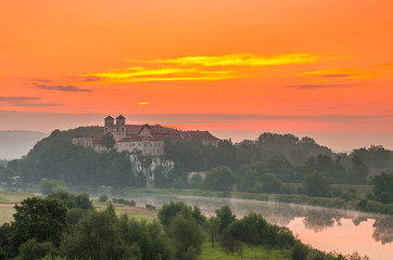Fototapeta na wymiar Colorful morning landscape in the morning, Poland, Tyniec near Krakow