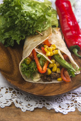 beef tacos served with golden French fries