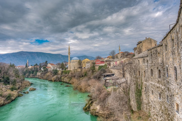 City of Mostar, on the banks of the Neretva river, Bosnia Herzegovina