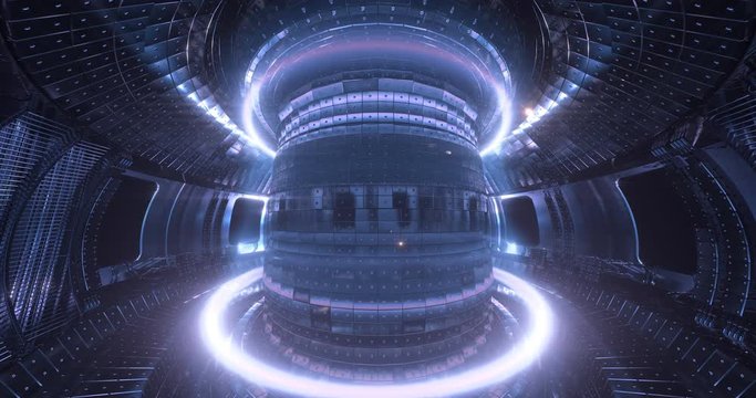 Fusion reactor working.Plasma. Tokamak. Reaction chamber. Fusion power. Seamless loop 4k 8k High quality realistic animation 