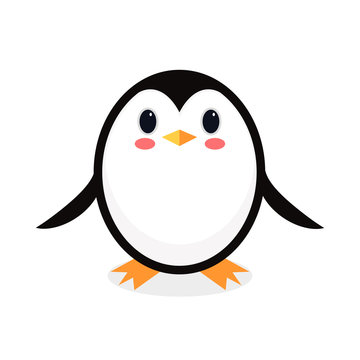 Cartoon penguin isolated on white background. Vector illustration.