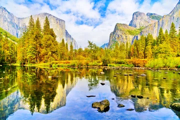 Crédence de cuisine en verre imprimé Parc naturel Valley View in Yosemite National Park in autumn.