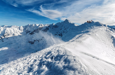 Fototapeta na wymiar Snowstorms in one of the peaks of high Tatras.