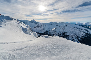 Fototapeta na wymiar Day foto of Ice slopes in high Tatras.
