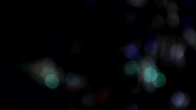 Blurred multicolored lights with bokeh, defocused motion abstract background. Defocused fireworks