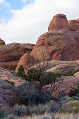 Dramatic Red Rock Formations in Arches National Park, Utah