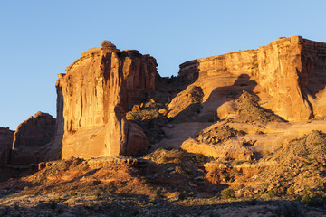 Dramatic Red Rock Formations in Arches National Park, Utah