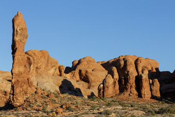 Dramatic Red Rock Formations in Arches National Park, Utah