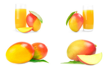 Group of red mango on a white background cutout