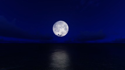 big moon above the sea in the night