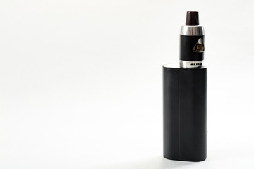 Vaping device and electronic cigarette concept with a vaporizer isolated on white with a clipping path included and copy space