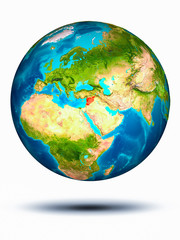 Syria on Earth with white background