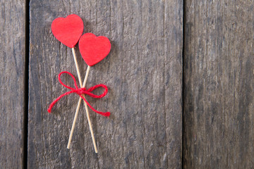 Hearts on old wood. Background Valentines Day