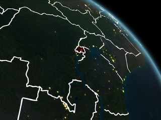 Rwanda in red at night