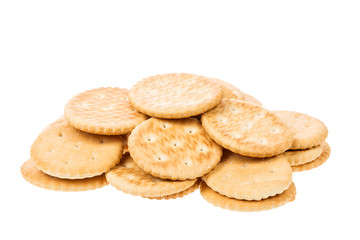 Fototapeta na wymiar Crackers cookie with salt isolated on a white background