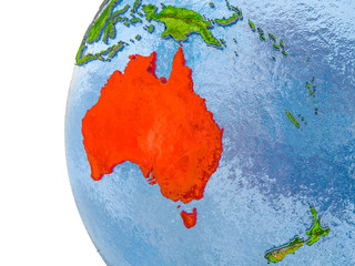 Map of Australia on model of globe