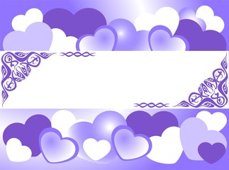 
frame of blue hearts on valentine's day