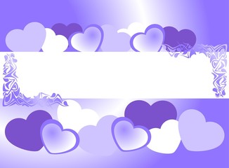 
frame of blue hearts on valentine's day