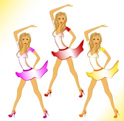 beautiful girls with long light hair in motion