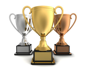 award cups isolated 3d illustration