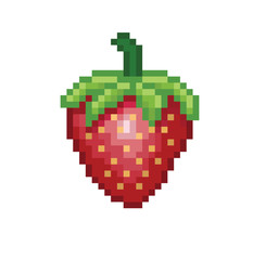 Fototapeta premium Strawberry pixel Icon, in the vector