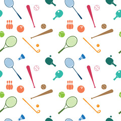Repeating Seamless Pattern Wallpaper Sport Badminton Tennis Golf Bowling